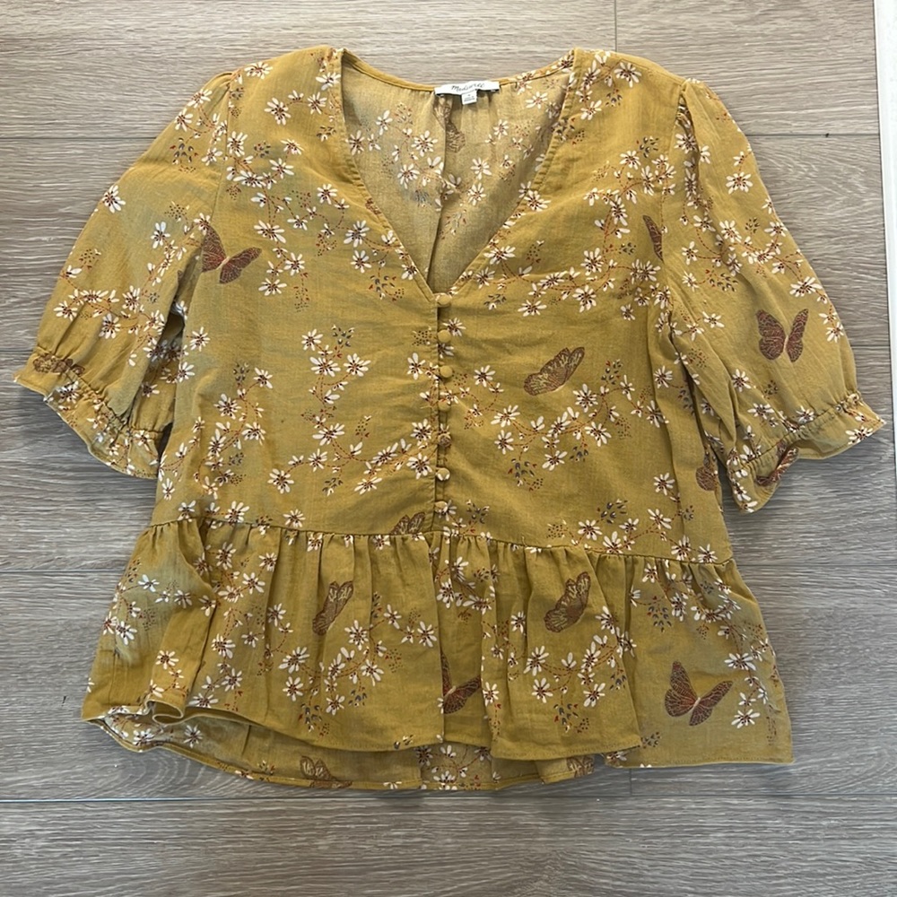 Madewell Puff Sleeve Peplum Top